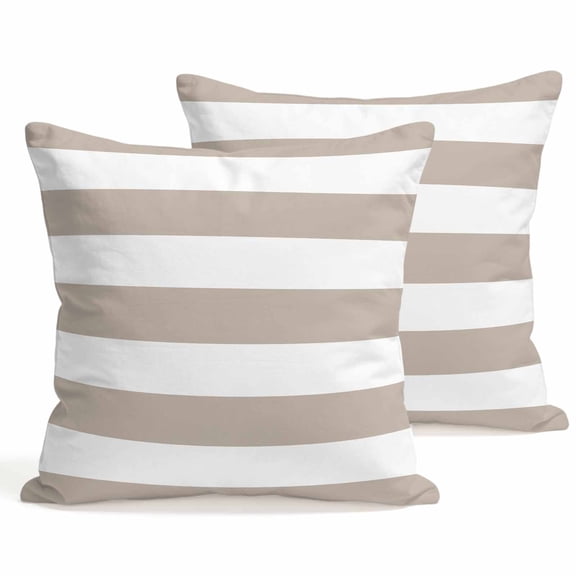 Throw Pillow Covers 18x18 Inch Set of 2 Khaki White Stripe Decorative Pillows Cushion Case Soft Square Pillowcases Simple Style Striped Throw Pillows for Couch Sofa Bed Chair Home Decor