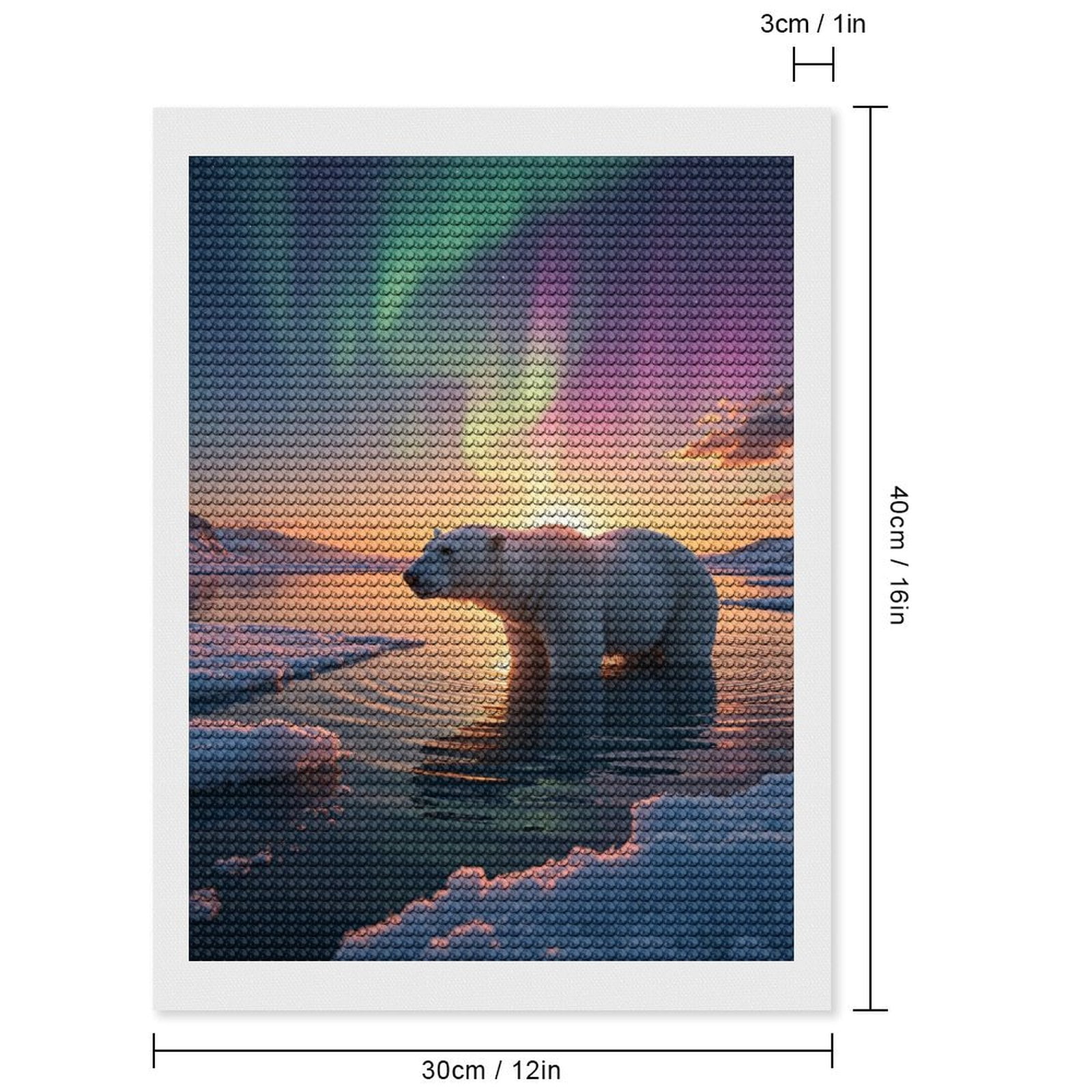 Diamond Art Kits for Adults, Polar Bear Northern Lights Sunset 5D Diamond Painting Kits for Adults Beginners, DIY Full Drill Diamond Painting, Gem Art and Crafts 12x16
