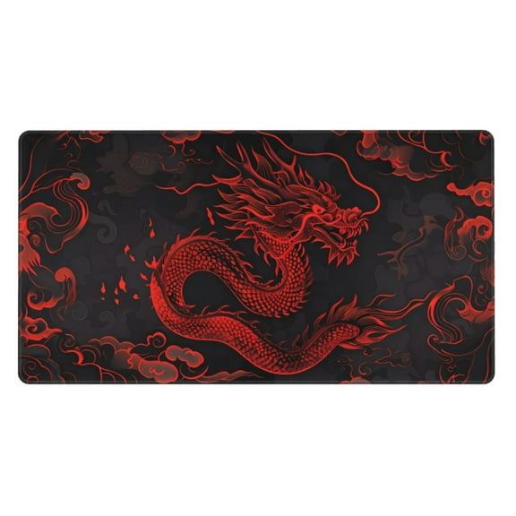 Kdxio Red Dragon On Black Print Large Gaming Mouse Pad,Non-Slip Base,Water Resist Keyboard Pad for Gamer,Office & Home,29.5 x 15.8 in