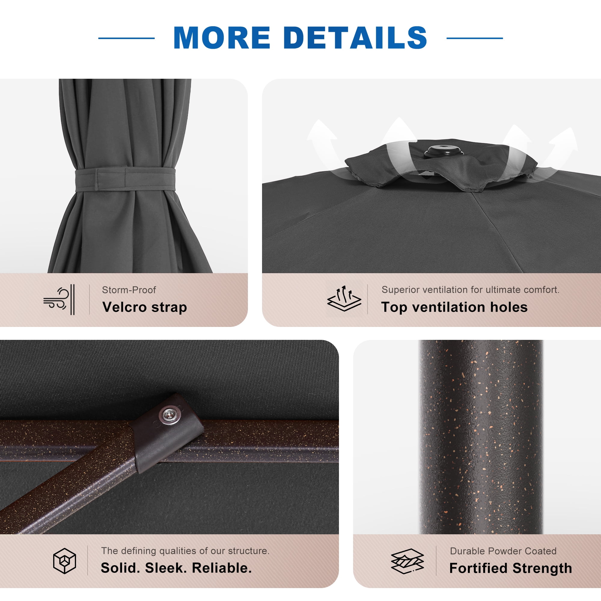 CHYVARY 10 x 6.5ft Patio Umbrella Outdoor Table Umbrella for Deck, Poolside and Garden, Cold Gray