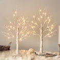 thumbnail image 2 of Vanthylit Árbol de Navidad de mesa, árbol de abedul blanco con luces LED, juego de 2, luces de árbol de color blanco cálido, temporizador con pilas, decoraciones de Navidad, árbol iluminado para decor, 2 of 4