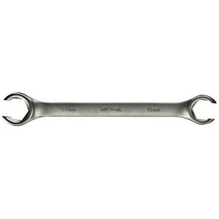 19mm x 21mm Double Head Flare Nut Wrench - 6 Point Open End Box End, 8-7/8" Overall Length With Satin Chrome Finish. Williams® # JHW10658