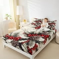 thumbnail image 4 of jejeloiu Rustic Pine Cone Bed Sheets,Christmas Red Berry King Sheets,Tropical Plant Leaves Sheet Set,Lightweight Room Decor,4pcs, 4 of 7