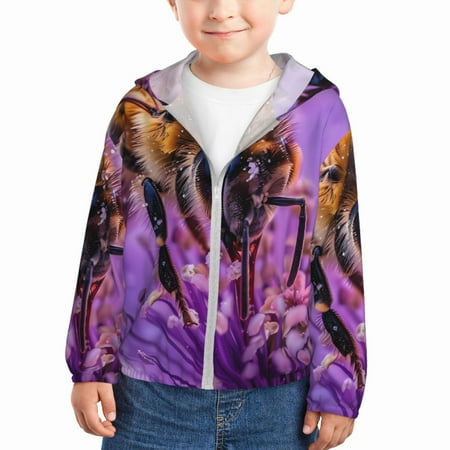 

Gaeub Closeup Honeybee on Flower Print Athletic Sun Protection Hoodie for Kids Long Sleeve Outdoor UV Shirt Running Fishing Top for Boys Girls-2 Years