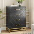 thumbnail image 3 of NEILA Black Elegant 4-Drawer Wood Dresser – Stylish Storage Chest with Wide Drawers and Gold Handles for Bedroom, Living Room, and Hallway, 3 of 8