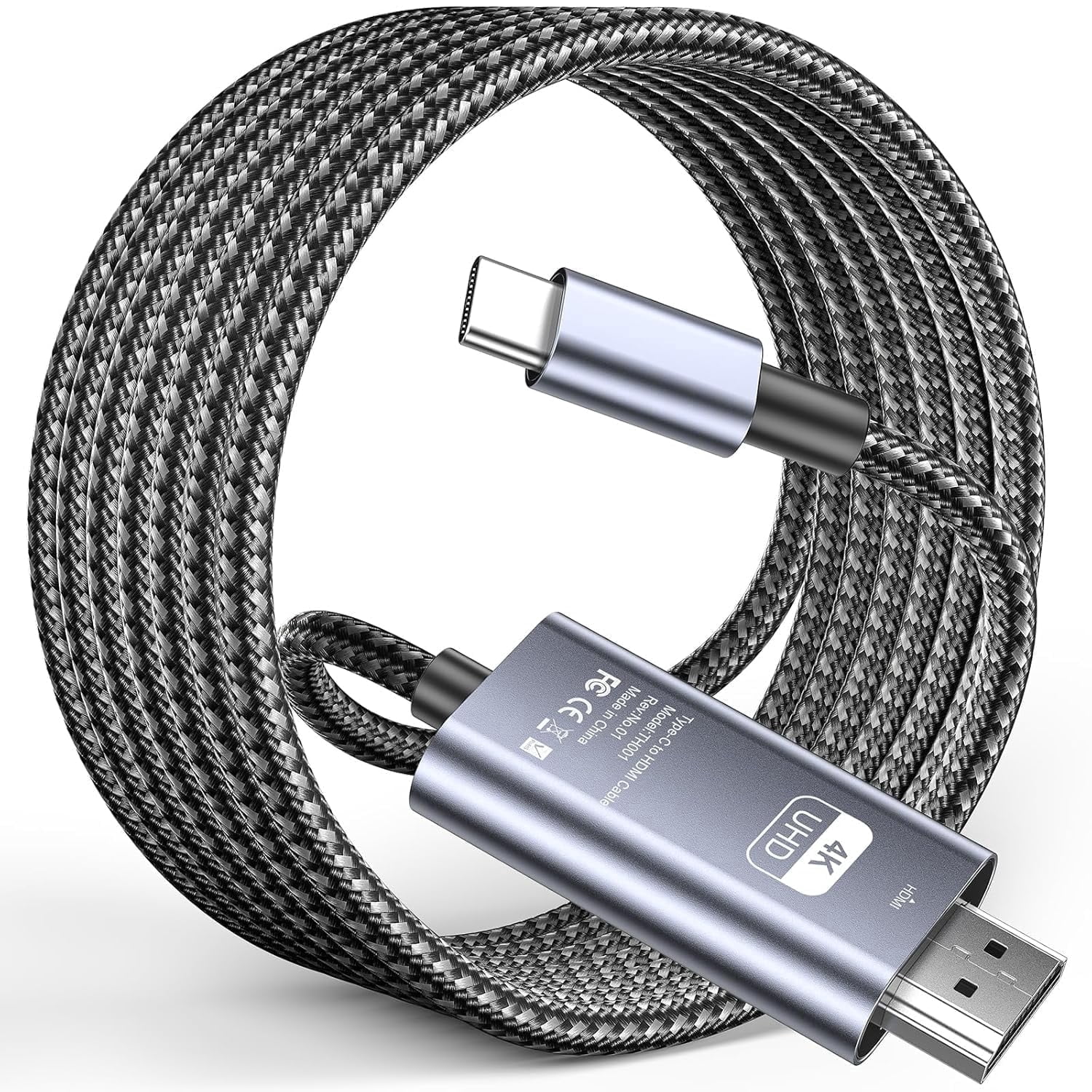 USB C to HDTV Cable 6.6ft,HD 4K 60HZ audio and video,USB Type C to HDM Cable，Thunderbolt 3 Compatible for Home Office, Compatible for MacBook Pro, iPad Pro 2020, iMac,Galaxy S,XPS,Huawei