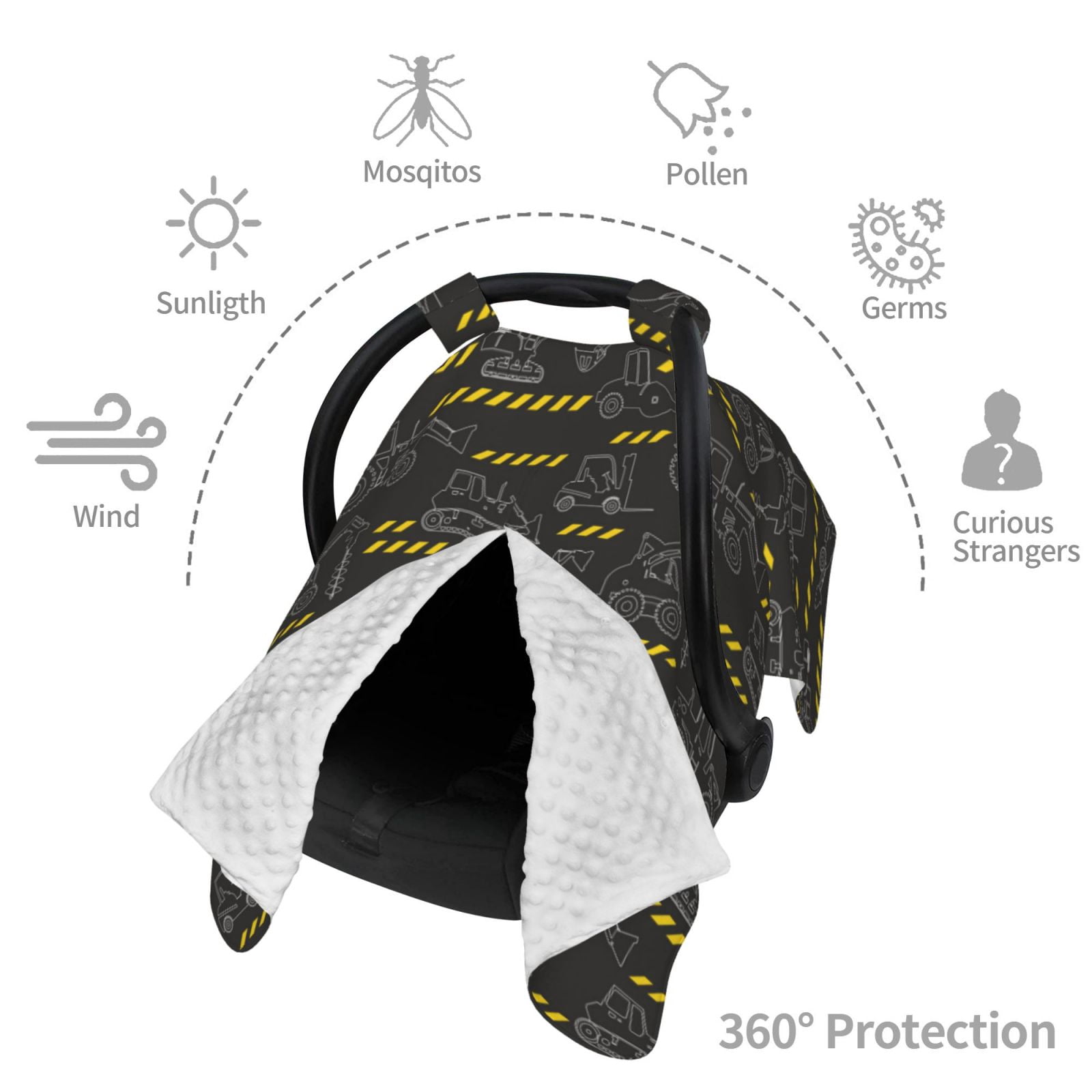 Car Seat Cover Baby - retro excavator Breathable Infant Car Seat Cover for Baby Carseat, Lightweight Comfort Baby Essentials Must Haves Newborn Stuff for Girl Boy