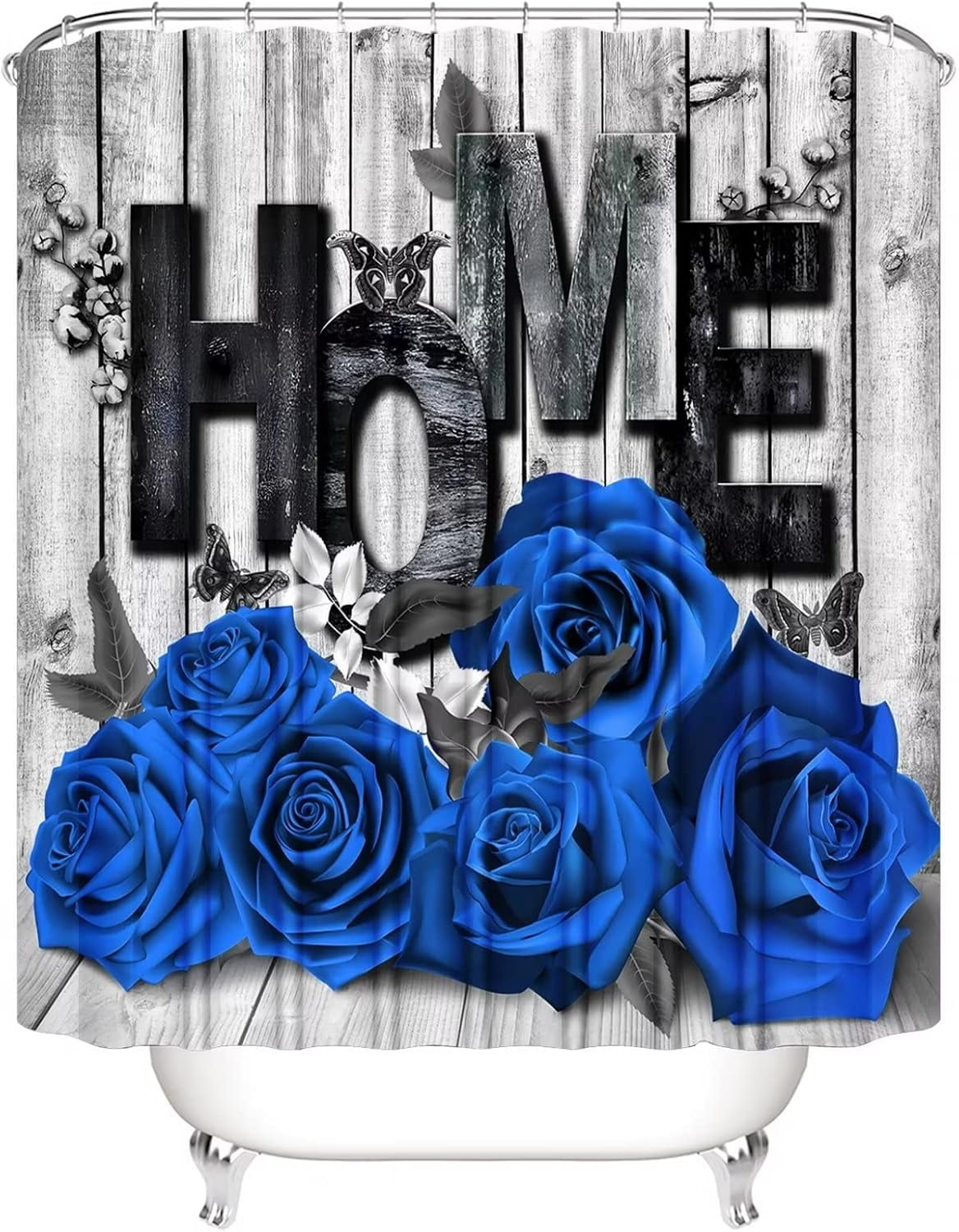 Red Rose 4 Pcs Shower Curtain Sets Non-Slip Rugs Bath Mat Toilet Cover U Shaped Mat Black Red Shower Curtain with 12 Hooks Red Rose Bathroom Set