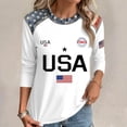 thumbnail image 3 of 4th of July Shirts Women Loose 3/4 Sleeve USA Flag Print T Shirt Round Neck Independence Day Patriotic Pullover USA 250th Anniversary Celebration Party 1776-2026 Blouses, L, 3 of 4