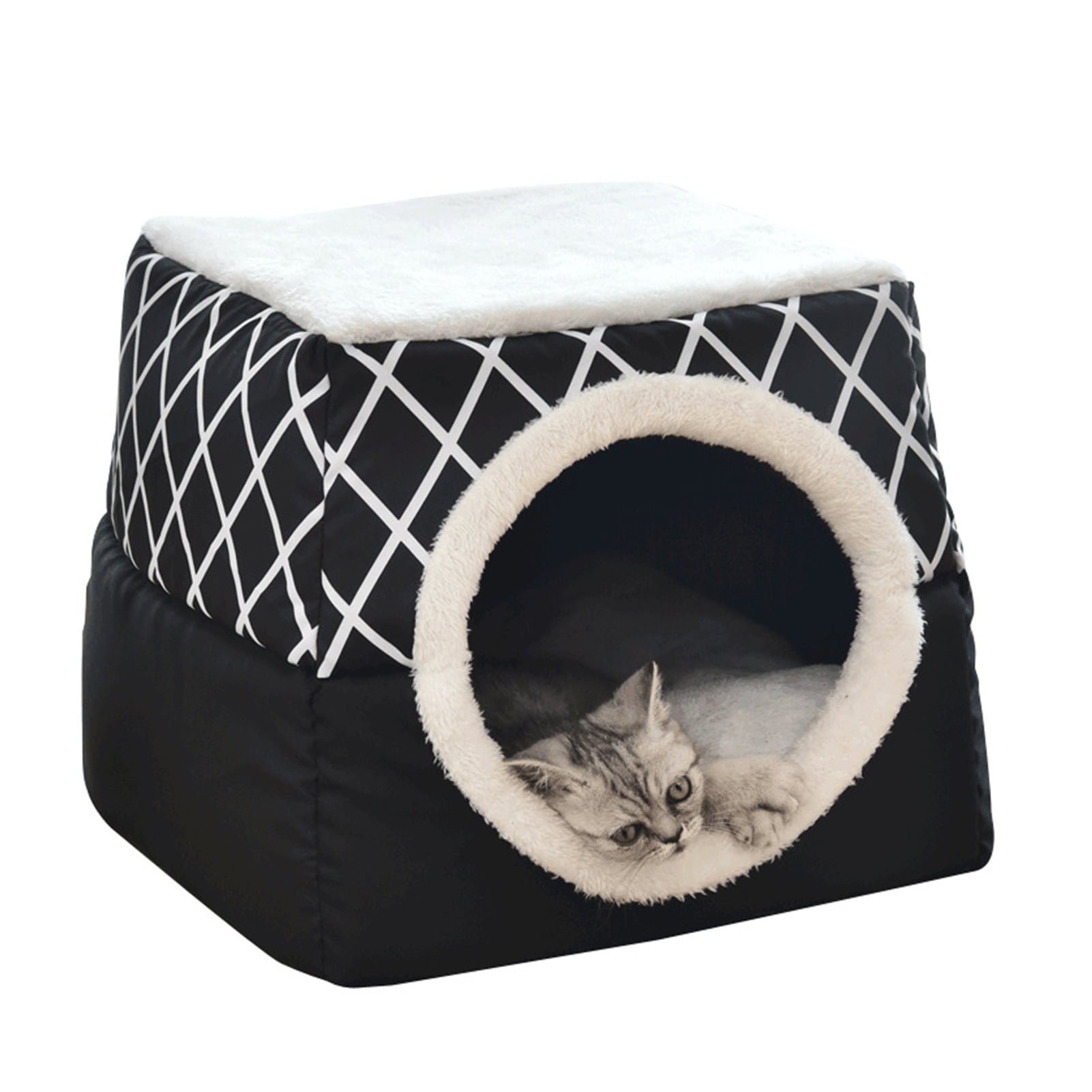 SelfWarming Cat Bed Cave 2In1 Foldable Dogs Cushion Bed Soft