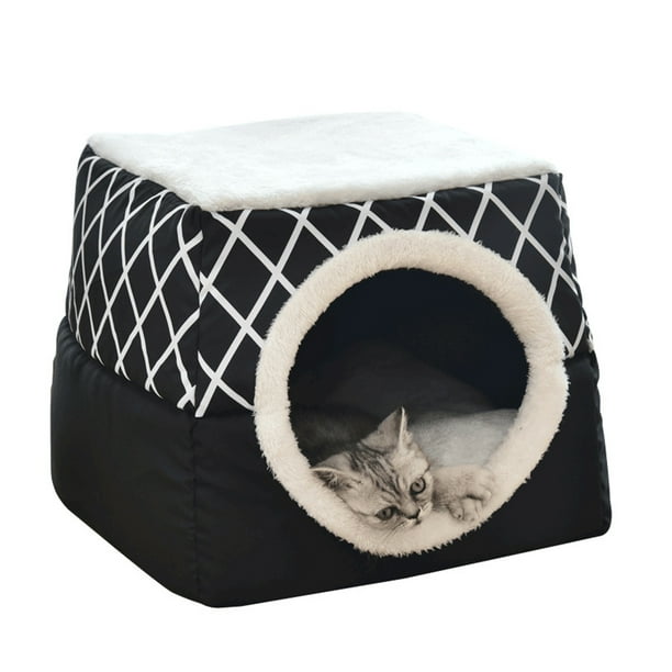 Cama para gatos con calentamiento automático Cueva 2 en 1 Cojín plegable para perros Cama suave