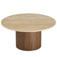 thumbnail image 4 of Modway Kioni Round Travertine Coffee Table in Walnut, 4 of 9