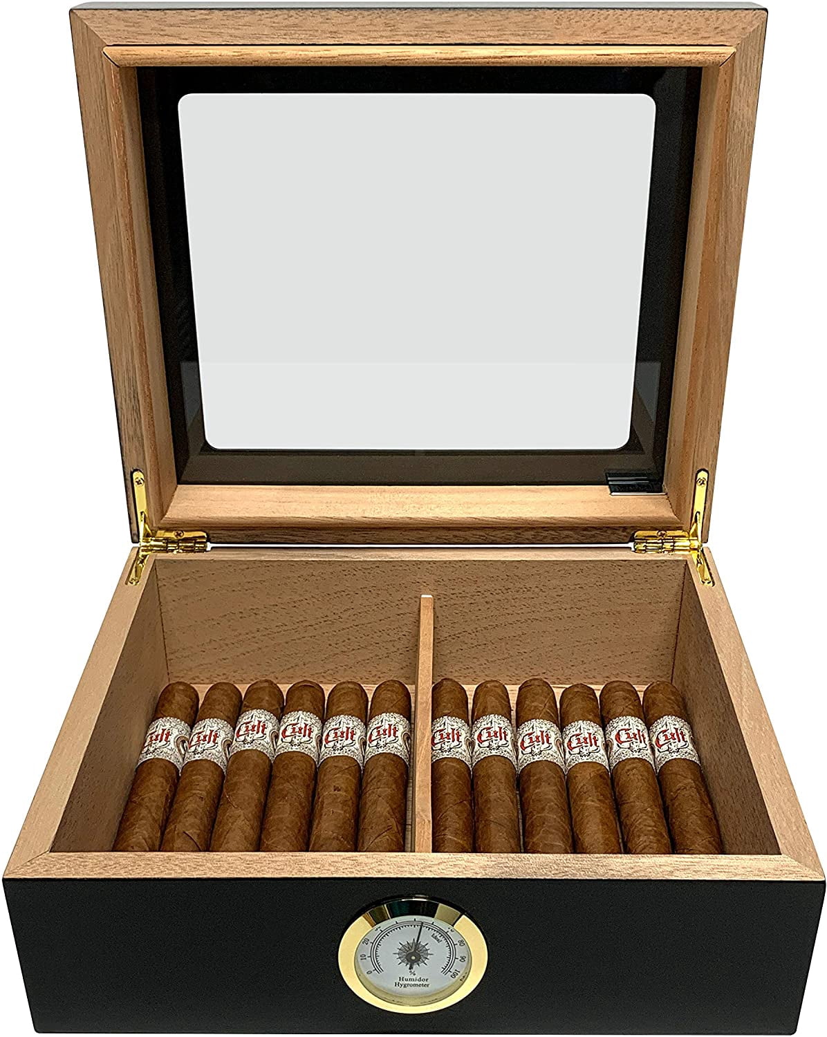 Quality Importers Glasstop Humidor, Black