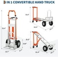 thumbnail image 3 of Hand Truck,3 in 1 Folding Hand Truck Dolly,Heavy Duty Convertible Dolly with Handle&2 Elastic Straps,Collapsible Cart with 4 Rubber Wheels or Moving Home, Office, Warehouse, 3 of 8