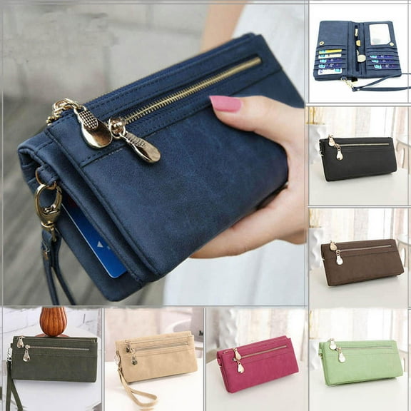 Women Clutch Leather Wallet Long Card Case Holder Phone Bag Zipper Purse