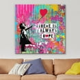 thumbnail image 2 of IDEA4WALL Canvas Print Wall Art Girl with Heart Balloon Banksy Spray Paint Graffiti & Street Art Abstract Illustrations Modern Art Decorative Bohemian Multicolor for Rooms - 24"x24", 2 of 5