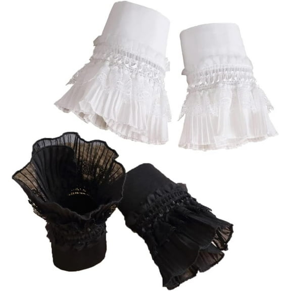 Detachable Wrist Cuffs Pleated Horn Detachable Shirt Fake Sleeve Cuffs for Women and Girls