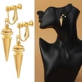 thumbnail image 2 of Pendientes Conos Jinwen Oro 2 Piezas Ligero Joyería Creativa Aleación de Zinc Clip en Giratorio, 2 of 8