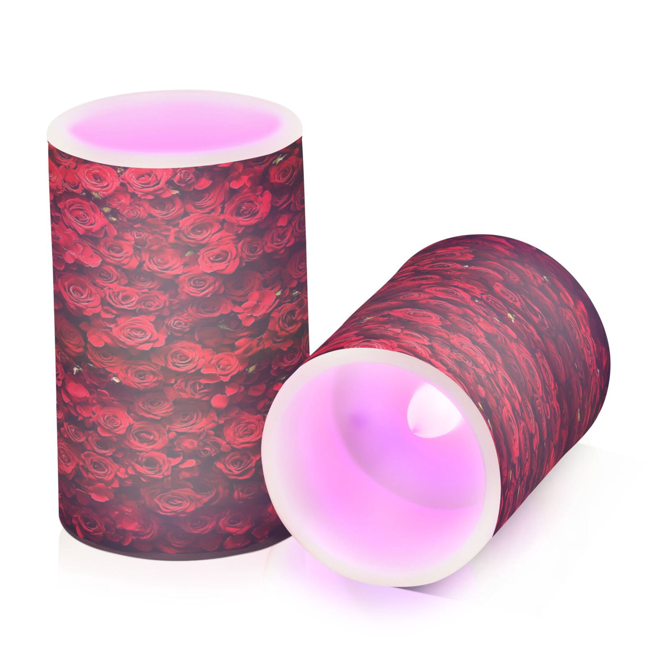 2 PCS Flameless Candles with Remote Timer LED Battery Operated Flickering Candle Light for Wedding Table Home Decoration Gifts Wall Of Red Roses