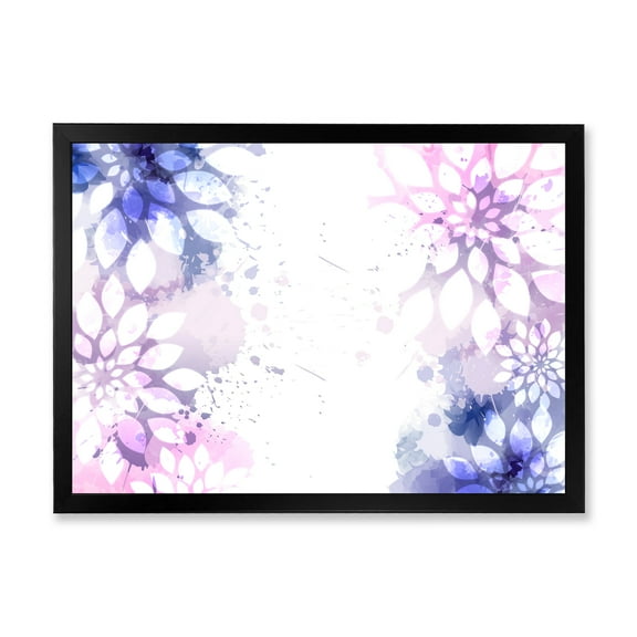 Designart 'Pink and Purple Abstract With Colorful Splashes II' Modern Framed Art Print