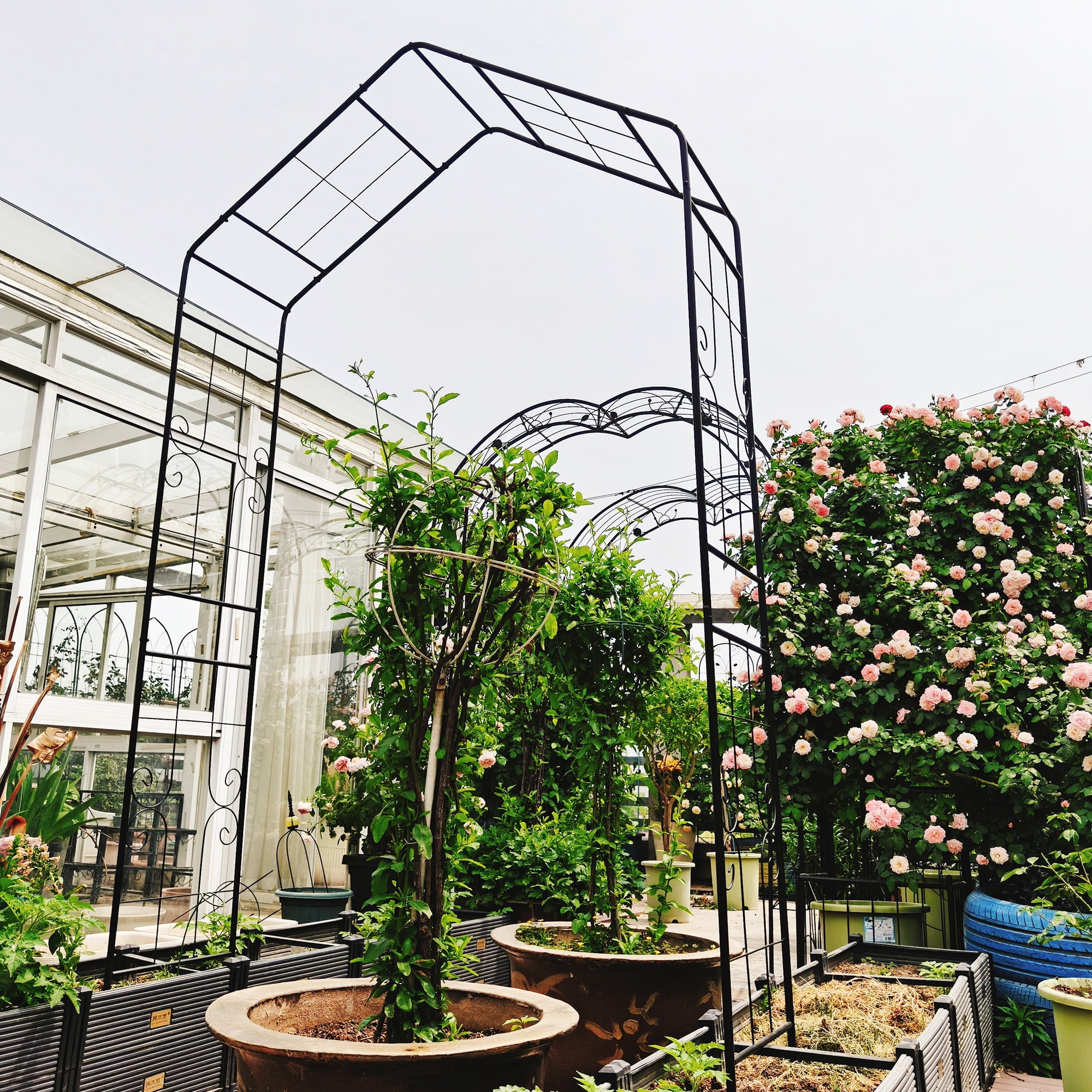 Garden Arch, Climbing Plants Support Rose Arch Outdoor Black L56.3" x W16.93" x H94.5"
