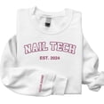 thumbnail image 3 of Personalized Embroidered Nail Tech Sweatshirt, Flower Nail Boss Technician Sweatshirt, Nail Stylist Nail Artist Gifts (Cotton, Nail 1) (WhiteT-Shirt, 4XL), 3 of 7