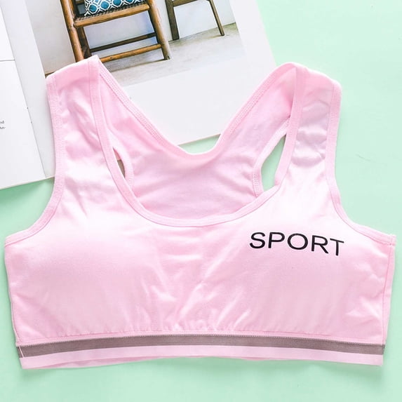 Aihuaihua Girls Bras Padded Secure Coverage Comfort Pull-On Youth Sports Bra Brallete for Teens