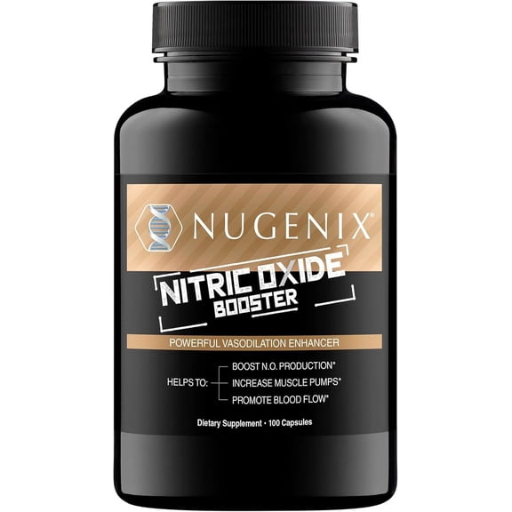 Nugenix Nitric Oxide Booster Supplement - L-Arginine, L-Citrulline, Pine Bark Extract - Vasodilator - 100 Capsules