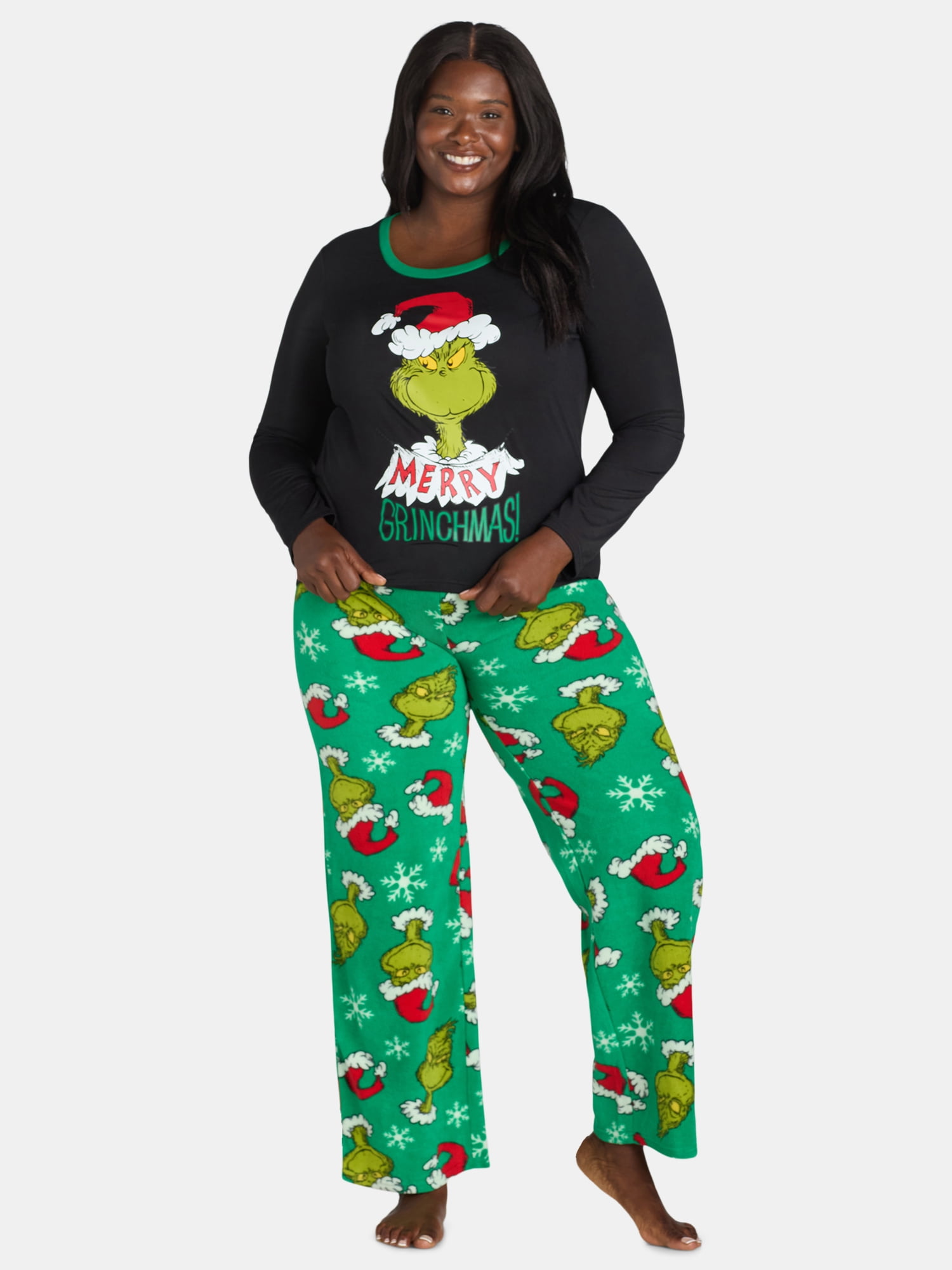 Dr. Seuss Women’s Merry Grinchmas Matching Family Pajama Set, 2-Piece, Sizes S-3X