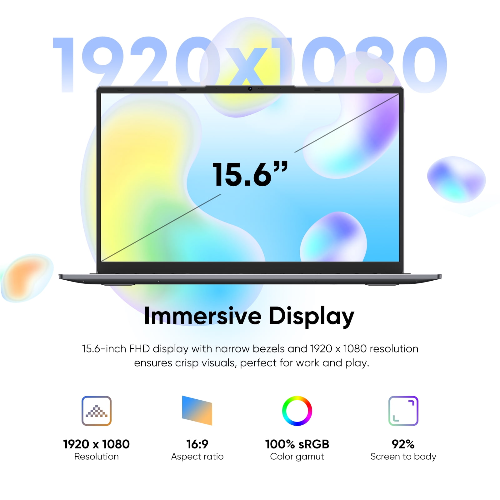 15.6" Laptop Windows 11 Pro,Intel Core M3(Up to 3.4GHz),MS Office,,8GB RAM 256GB SSD,Business NoteBook Computer,1920 x 1080 FHD 16:9 Display