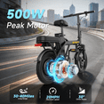 thumbnail image 2 of VOLTVOGUE VV-14 Adult Electric Bike, 14" Fat Tire Ebike, 500W Motor, 48V 9Ah 432Wh Battery, Speeds Up to 20 MPH, Class 2 electric Bicycle, UL 2849 Certified, Recommended Age 16+, 2 of 8