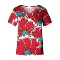 thumbnail image 4 of Camiseta informal para mujer con estampado floral y cuello en V, manga corta, jersey, blusa, tops Fridja  zx4012, 4 of 5