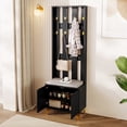 thumbnail image 2 of HMYG Coat Rack Set with Shoe Bench and Cushion,Coat Rack Front with Hooks,Shoe Cabinet with Drawers and Doors, 2 of 12