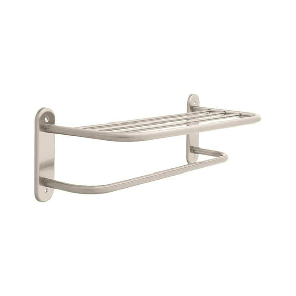 Delta 24" Stainless Steel Towel Shelf with One Bar, Exposed Mounting Satin Nickel