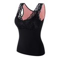 thumbnail image 4 of Sleeveless Thermal Fleece Tank Top For Women V Neck Lace Camisole Warm Base Layer Cami Vest Underwear Tops With Chest Pads Black Free size, 4 of 8