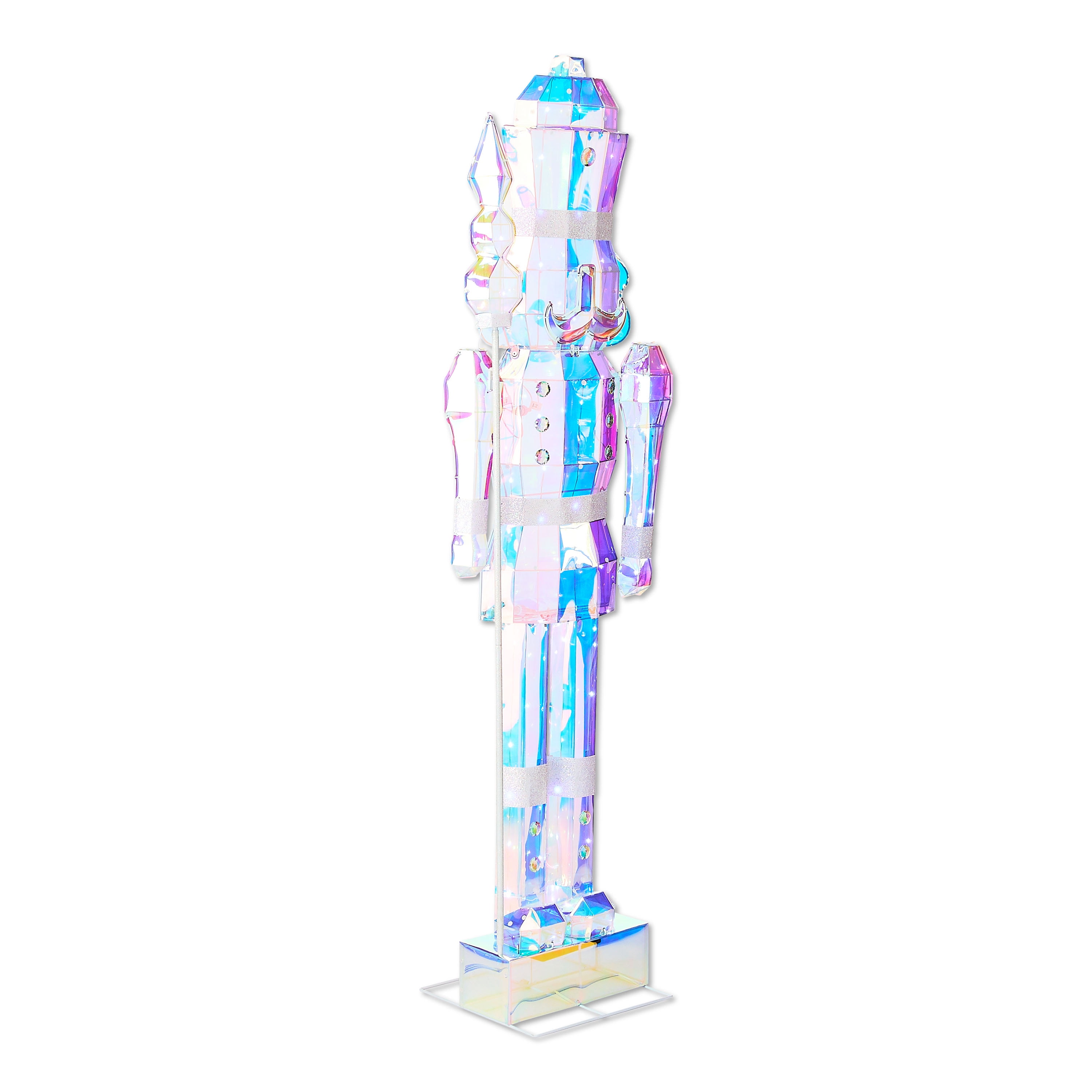 Light-Up Prismatic Nutcracker Indoor/Outdoor Christmas Decoration, Iridescent, 6', by Holiday Time
