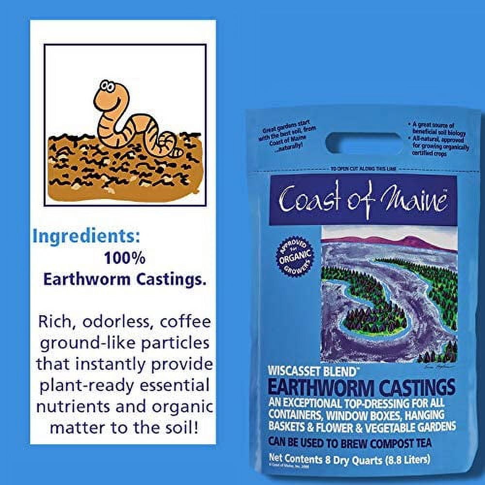 Coast of Maine Wiscasset Blend Earthworm Potting Soil, 8 Quart Bag (2 Pack)