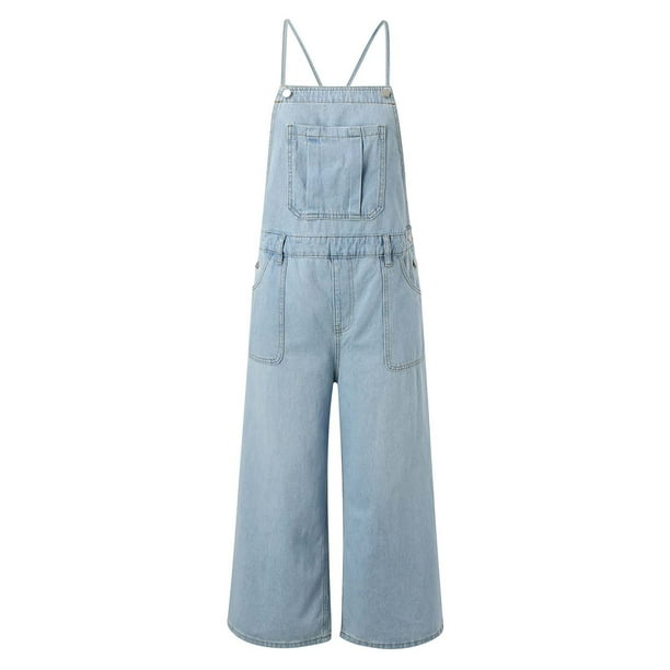 YDLCAFD Women's Loose Denim Overalls Loose Version Bib Adjustable