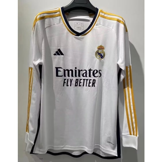 Fans * 2324 Nuevo Real Madrid Casa Manga Larga Camiseta Deportiva De Fútbol De Alta Calidad S-2XL