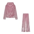 thumbnail image 2 of Women's Hoodie Outfits Velour Tracksuit For Velvet Jogging Workout Sets Fashion, 2 of 16