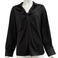 thumbnail image 4 of Women Satin Silk Blouse Long Sleeve Cowl Neck Elegant Business Casual Office Work Top Fall Winter Dressy Shirt, 4 of 4