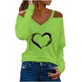 thumbnail image 1 of Mujeres Casual Impreso Sexy Manga larga Cuello en V Jersey Fuera del hombro Blusa Camiseta Tops Fridja hkj3832, 1 of 5