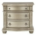 thumbnail image 2 of Caitlin 35 Inch 3 Drawer Nightstand with Marble Top, Leaf Carvings, Silver- Saltoro Sherpi, 2 of 5