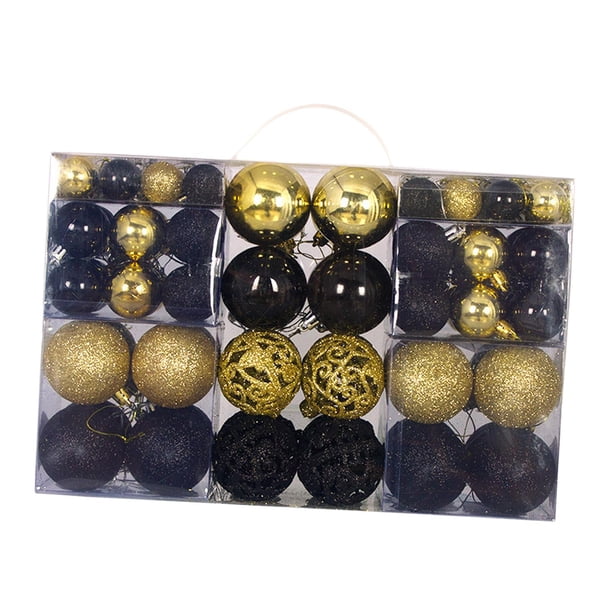 100 piezas de adornos de bolas de Navidad, bolas de Navidad, decoración, colgantes, adornos navideños para Oro negro