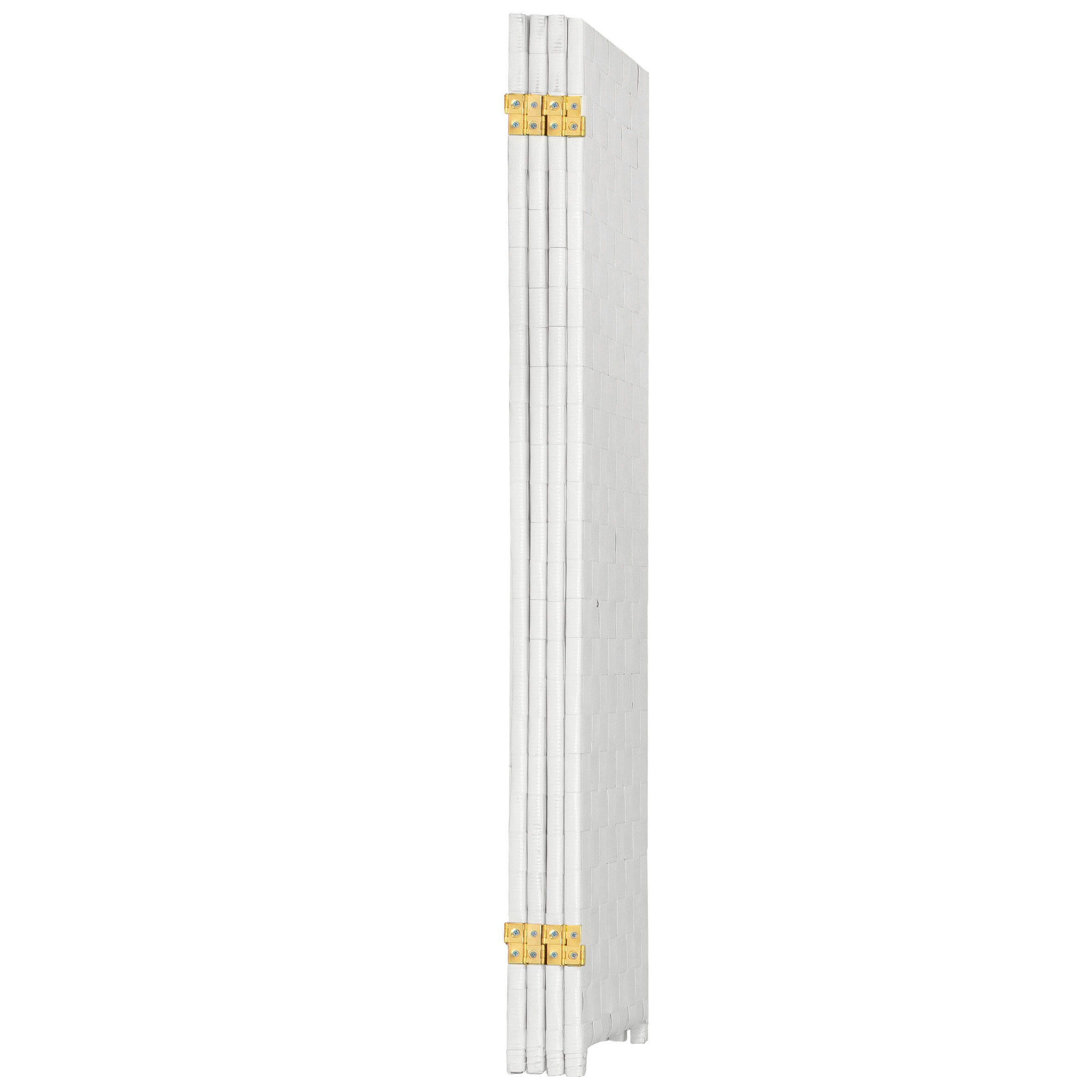 Red Lantern 4 ft. Short Woven Fiber Outdoor All Weather Folding Screen - 4 Panel - White