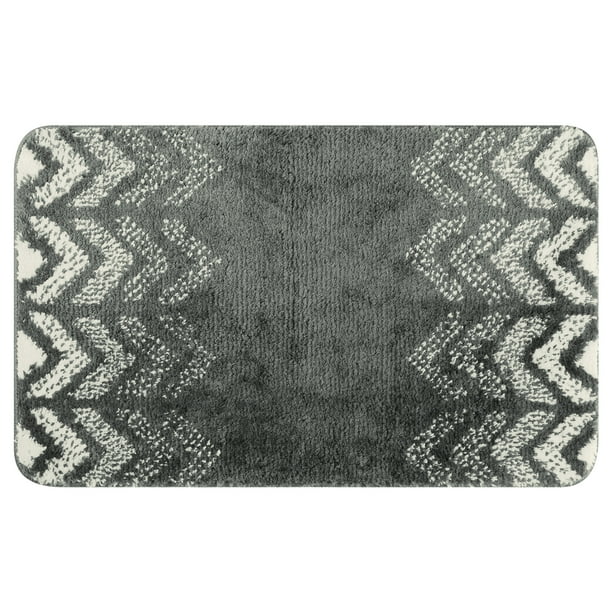 REGALWOVEN Alfombrilla de baño absorbente, alfombra de baño con patrones geométricos, alfombra antideslizante para cocina, ducha, gris oscuro 16" x 24"