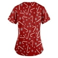 thumbnail image 3 of Inglocry Christmas Scrub Tops Woman V Neck Short Sleeve Nursing Tops with Pockets Winter Holiday Print Scrub Top with Pockets Red S, 3 of 5