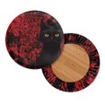 thumbnail image 2 of XYZCANDO Gothic Black Cat Print 2 Pack Round Bar Stool Seat Covers Stretch Washable Slipcovers for Bistro Counter Stool Dining Kitchen Halloween Decor, 2 of 6