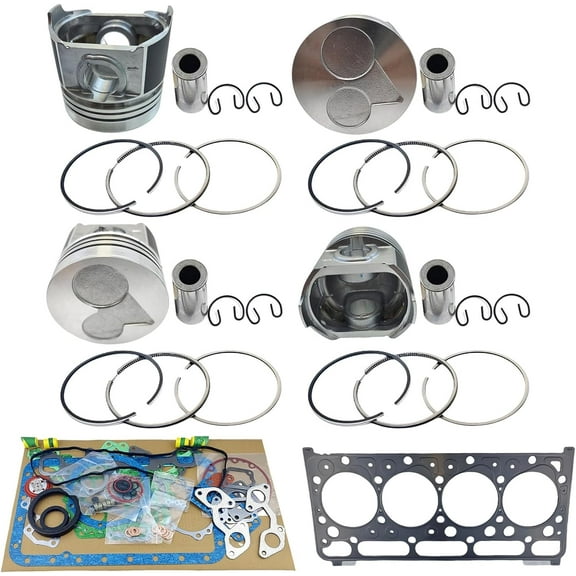 4PCS V2203 Piston Piston Rings With V2203 Full Gasket Kit For Kubota V2203 V2203-DI V2203T V2203E V2203B Engine For Bobcat 337 331 334 341 Excavator S130 S150 S160 S175 Loader 1G780-21113