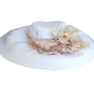 Ladies Hat Church Going Derby Fancy By August Hat Co. White&Black Statement Hat August Hat Womens Church Ornate Derby Hat (White Black, One  main image 3